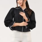 Classic Noir Piped Top