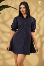 Structured Puff-Sleeve Dress