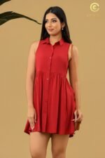 Sleeveless Collared Fit-and-Flare Dress. - Image 4