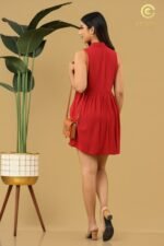 Sleeveless Collared Fit-and-Flare Dress. - Image 2