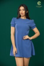 Elastic Puff Sleeve A-Line Mini Dress