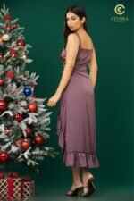 High-Slit Ruffle Hem Party Dress - Image 3