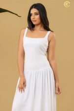 White Sleeveless Fit-and-Flare Midi Dress
