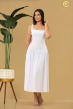 White Sleeveless Fit-and-Flare Midi Dress - Image 4
