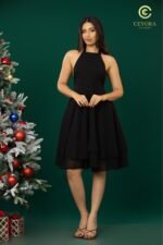 Black Halter Party Dress