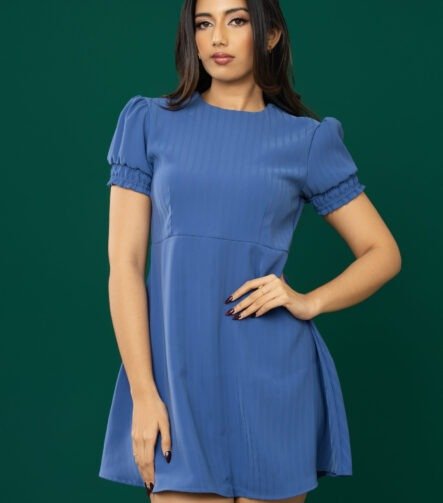 Elastic Puff Sleeve A-Line Mini Dress