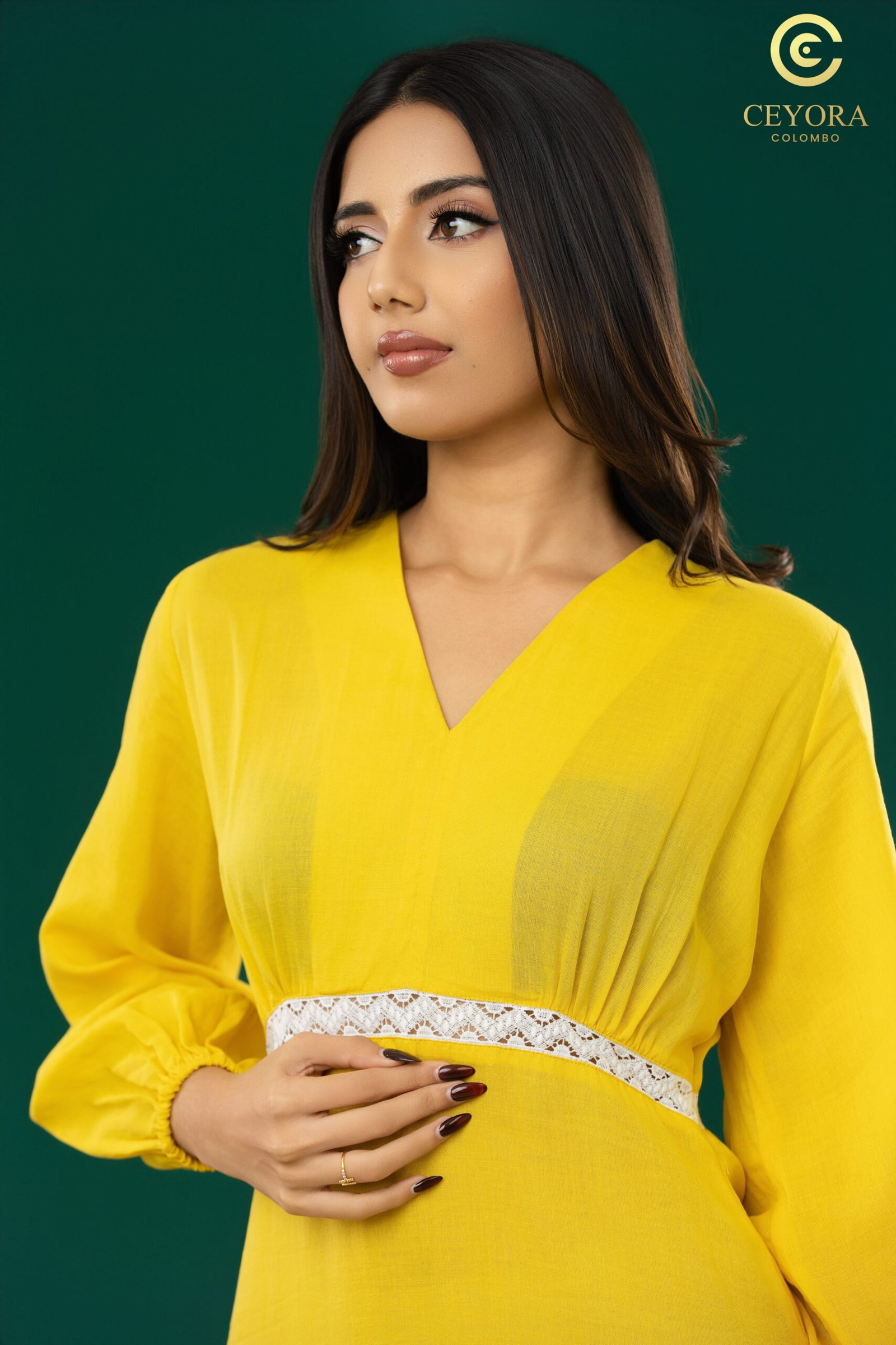 V-Neck Lace Tiered Midi Dress