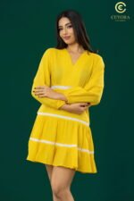 V-Neck Lace Tiered Midi Dress - Image 4