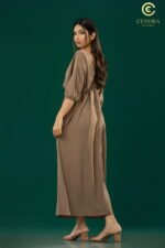 Wide-Sleeve Olive Dress - Image 3