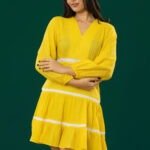 V-Neck Lace Tiered Midi Dress